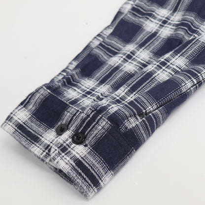 Men's 100% Cotton Flannelette Shirt Long Sleeve Plaid Check Flannel w Pockets, Midnight Navy Plaid, XL - Image 6