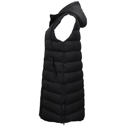 Women's Longline Padded Vest Hooded Jacket Puffer Puffy Quilted Zip Coat Gilet, Black, 8 - Image 4