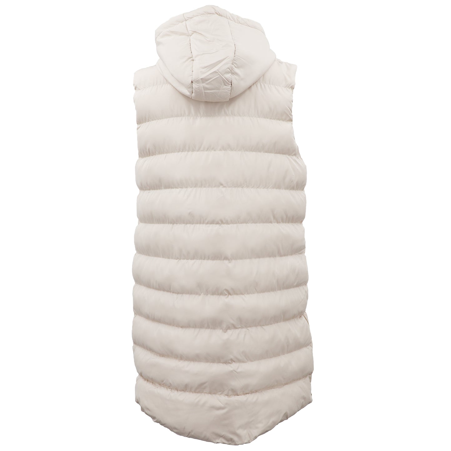 Women's Longline Padded Vest Hooded Jacket Puffer Puffy Quilted Zip Coat Gilet, Khaki, 10 - Image 3