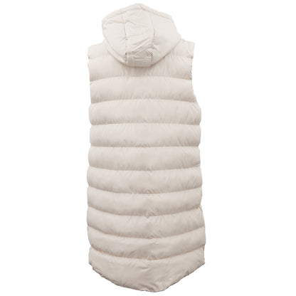 Women's Longline Padded Vest Hooded Jacket Puffer Puffy Quilted Zip Coat Gilet, Khaki, 10 - Image 3