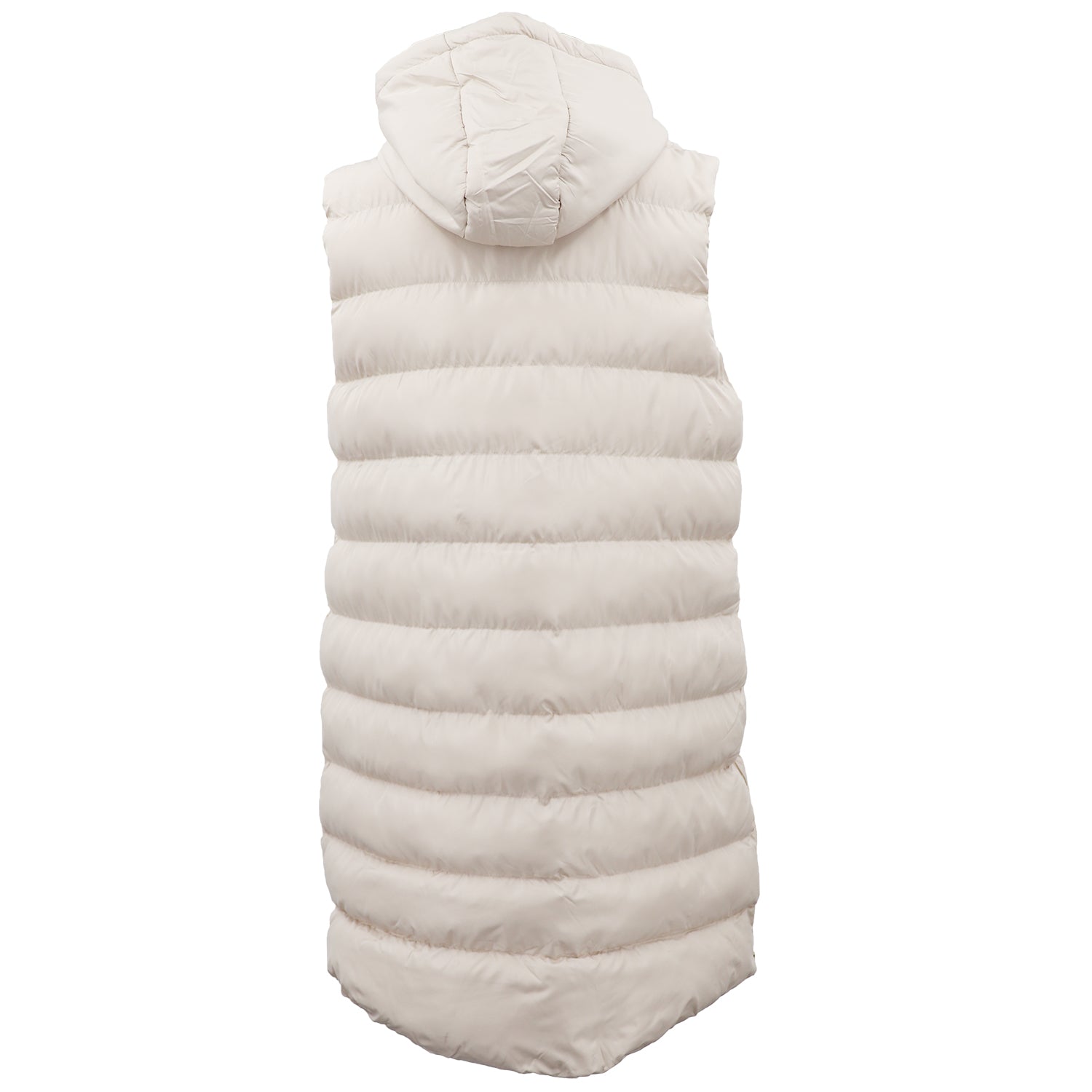 Women's Longline Padded Vest Hooded Jacket Puffer Puffy Quilted Zip Coat Gilet, Khaki, 18 - Image 3