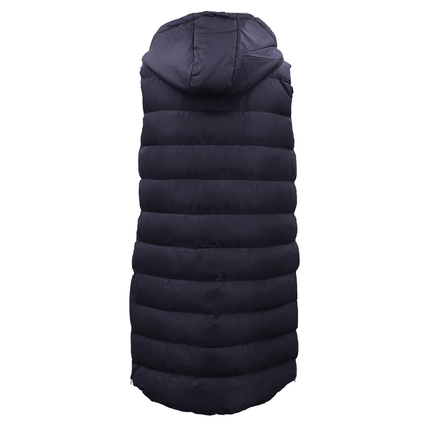 Women's Longline Padded Vest Hooded Jacket Puffer Puffy Quilted Zip Coat Gilet, Navy, 16 - Image 4