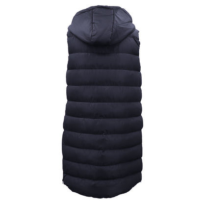 Women's Longline Padded Vest Hooded Jacket Puffer Puffy Quilted Zip Coat Gilet, Navy, 16 - Image 4