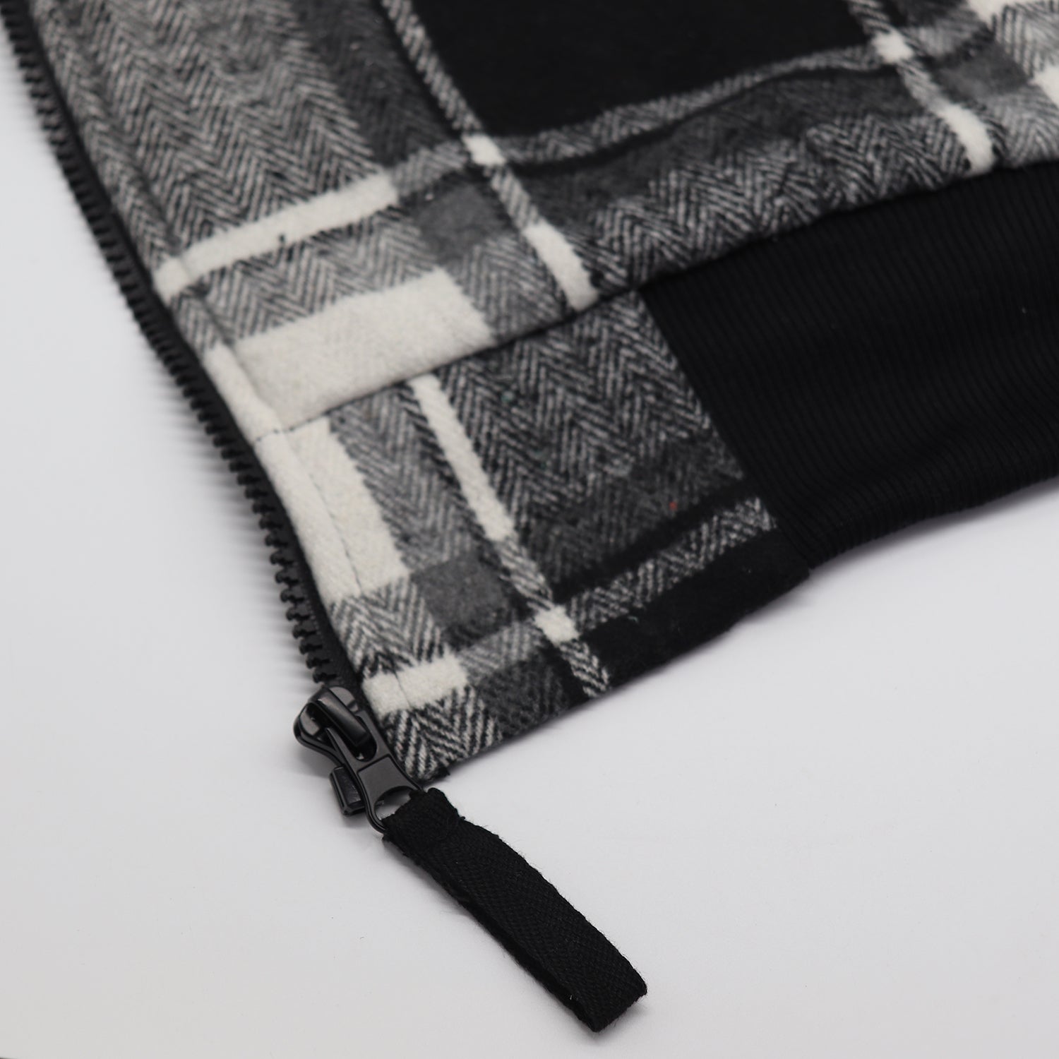 Men's Thick Sherpa Fur Lined Plaid Hoodie Jacket Zip Hooded Jumper Coat Sweater, Black & White, M - Image 2