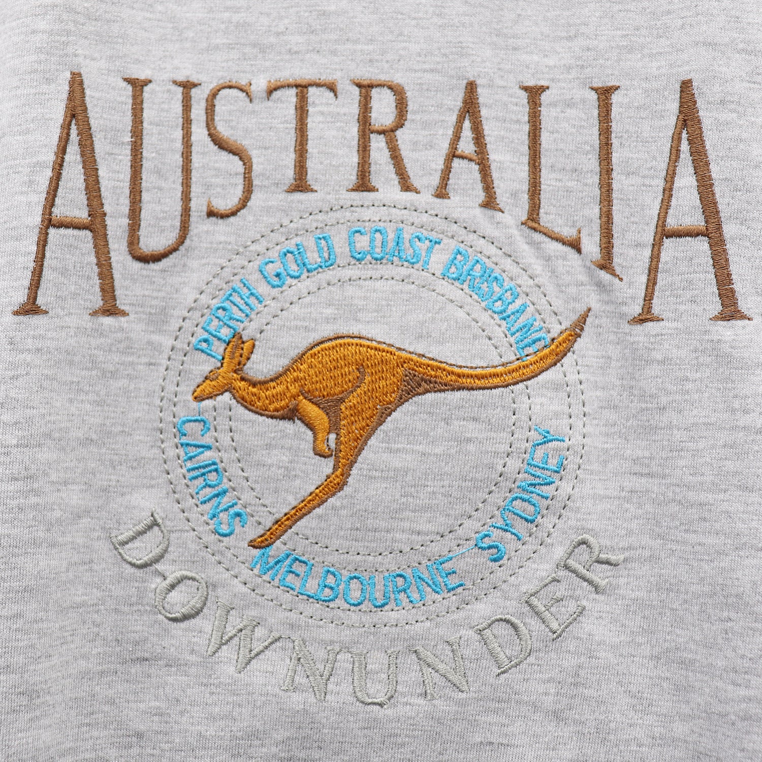 100% Cotton Unisex Embroidered Australian Kangaroo T Shirt Souvenir Top Tee Gift, Grey, XS - Image 2