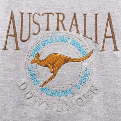 100% Cotton Unisex Embroidered Australian Kangaroo T Shirt Souvenir Top Tee Gift, Grey, XS - Image 2