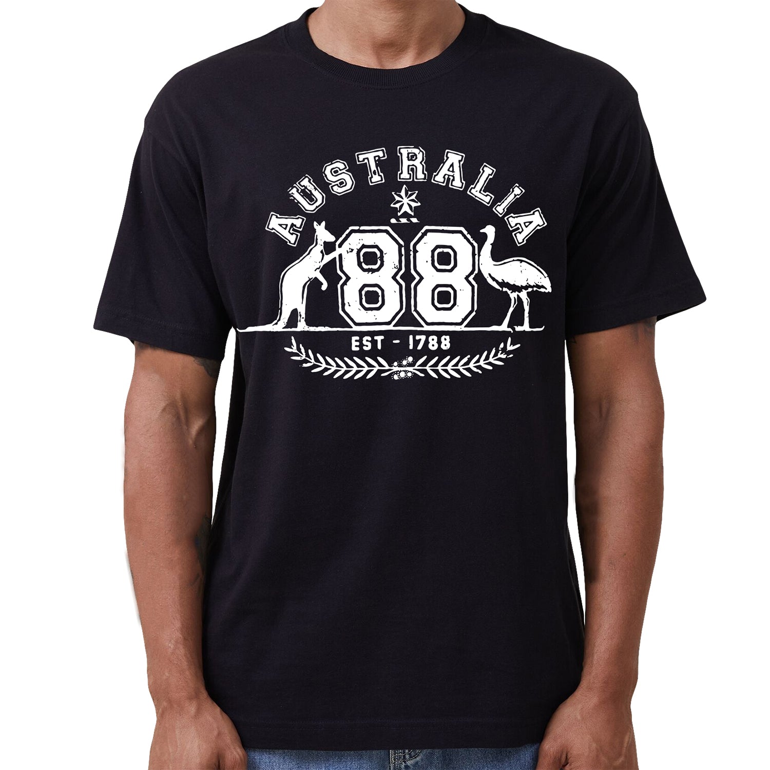 Adult Unisex 100% Cotton T Shirt Australia Kangaroo Emu Aussie Souvenir Tee Tops, Black, 3XL