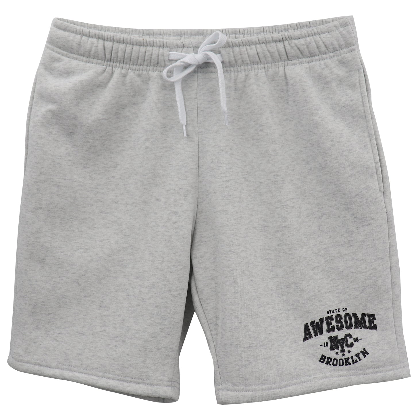 Men's Fleece Shorts Casual Sports Sweat Pants w Elastic Waist Drawstring Pockets, Light Grey, S