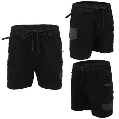 Mens Cargo Cotton Work Shorts 10 Pockets Tradies Utility Pants Workwear Trousers, Black, 40