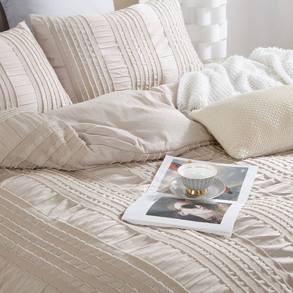 Tufted Boho Striped Embroidery Quilt/Doona/Duvet Cover Set - Queen Size - Image 3