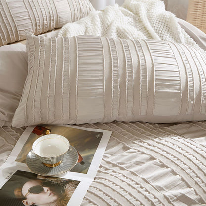 Tufted Boho Striped Embroidery Quilt/Doona/Duvet Cover Set - Super King Size - Image 4
