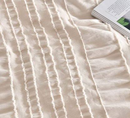 Tufted Boho Striped Embroidery Quilt/Doona/Duvet Cover Set - Super King Size - Image 5