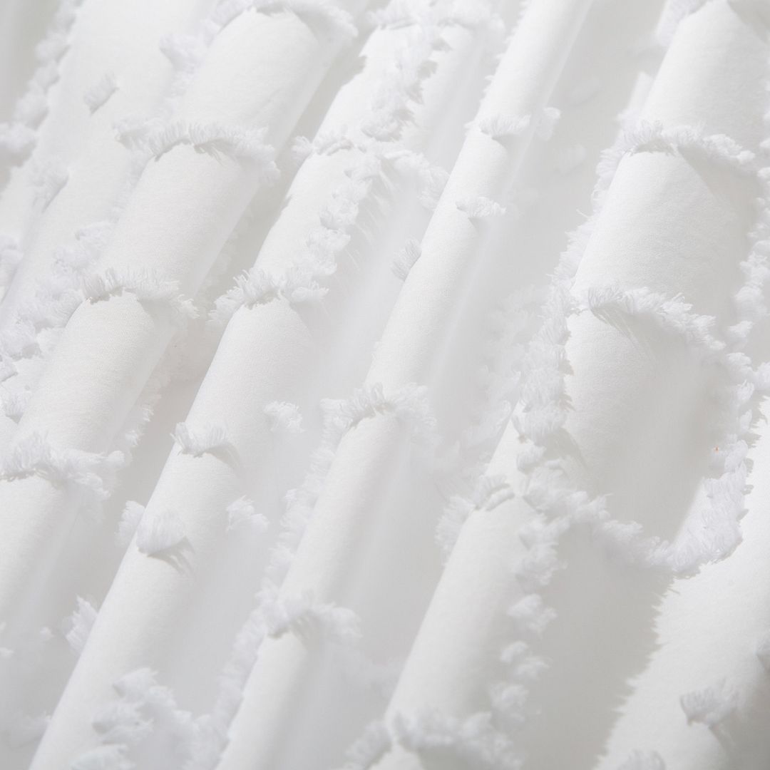 Tufted Boho Embroidery Quilt/Doona/Duvet Cover Set - White - Super King Size - Image 5