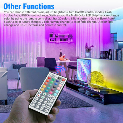 Waterproof 12V RGB 5M 3528 300 LED Strips Lights 44 Keys Controller - Image 3