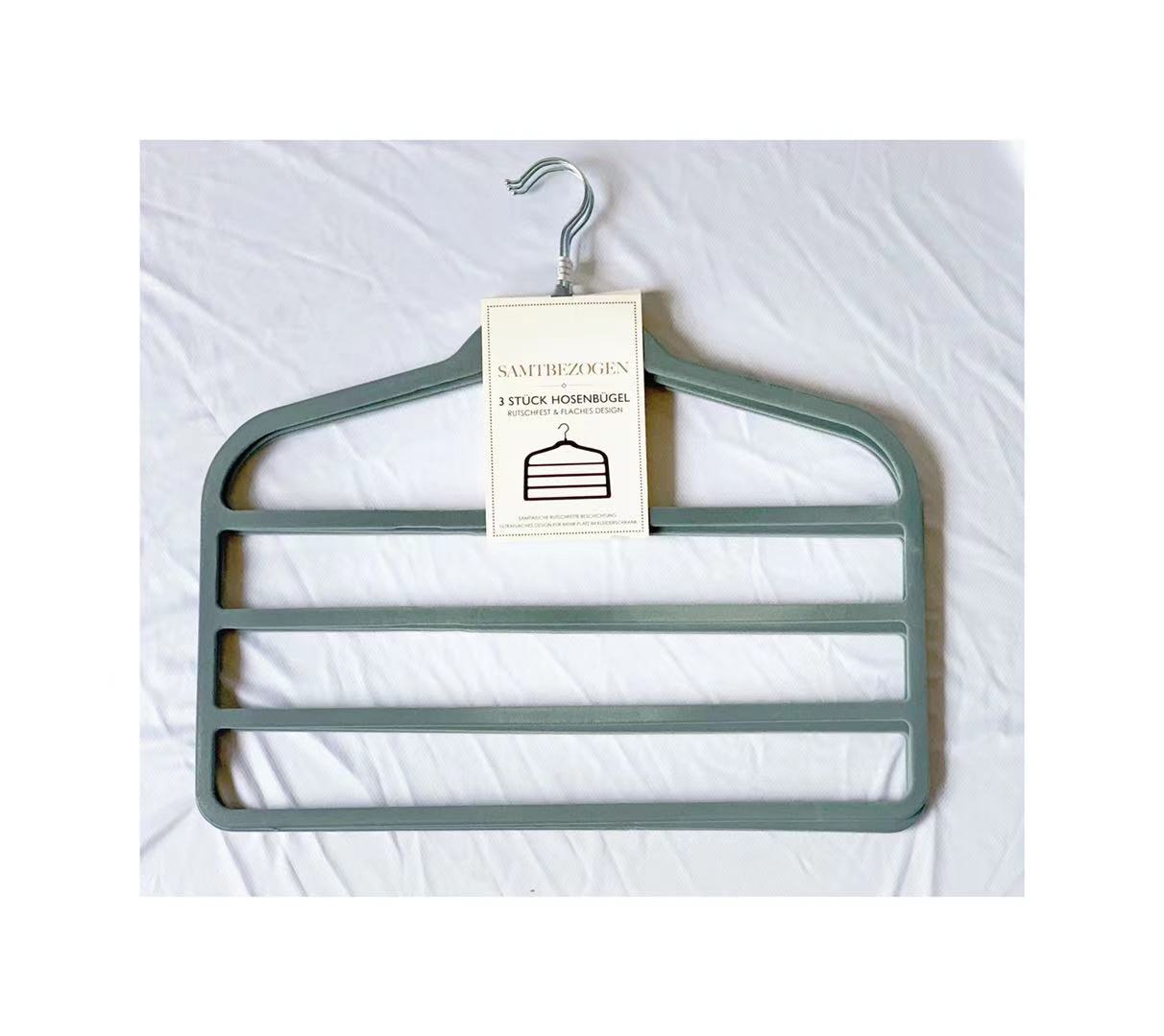 3pcs Velvet Clothes Hangers Grey - Image 3