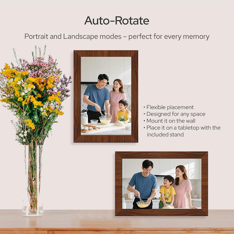 10.1 Inch Digital Picture Frame - 1280 * 800 HD WiFi Enabled with Load from Phone Capability, 32GB Memory Touch Screen  Photo  Display Brown - Image 4