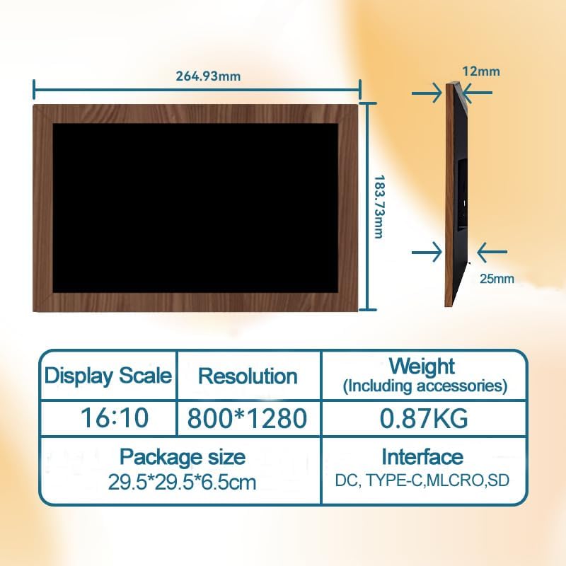 10.1 Inch Digital Picture Frame - 1280 * 800 HD WiFi Enabled with Load from Phone Capability, 32GB Memory Touch Screen  Photo  Display Brown - Image 6