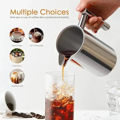 Silver French Press Coffee Maker 1000ml with Coffee Bean Can + Extra Filter Gift Set - Image 2