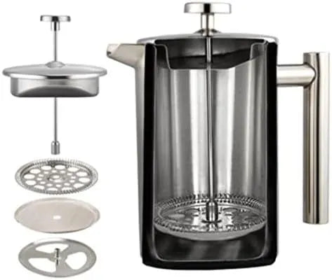White French Press Coffee Maker 1000ml with Coffee Bean Can + Extra Filter Gift Set - Image 5
