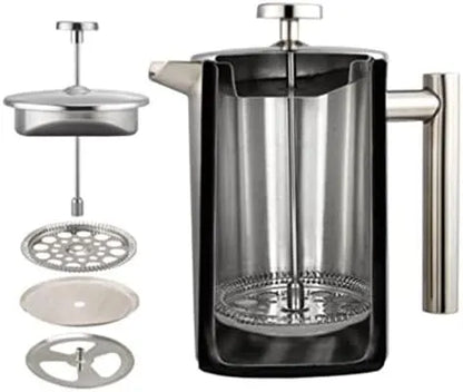 White French Press Coffee Maker 1000ml with Coffee Bean Can + Extra Filter Gift Set - Image 5
