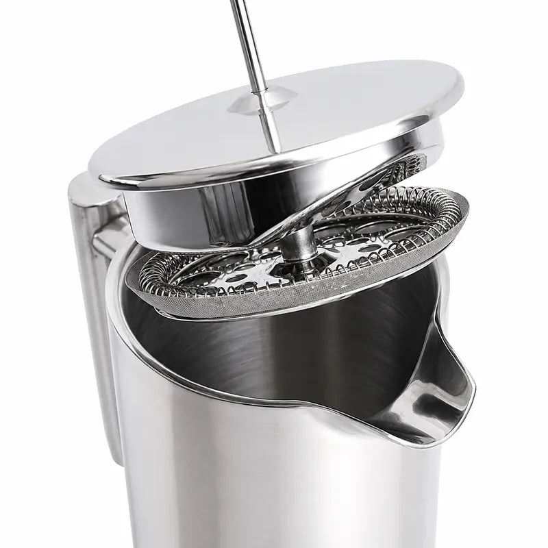 Silver French Press Coffee Maker 350ml with Coffee Bean Can + Extra Filter Gift Set - Image 2