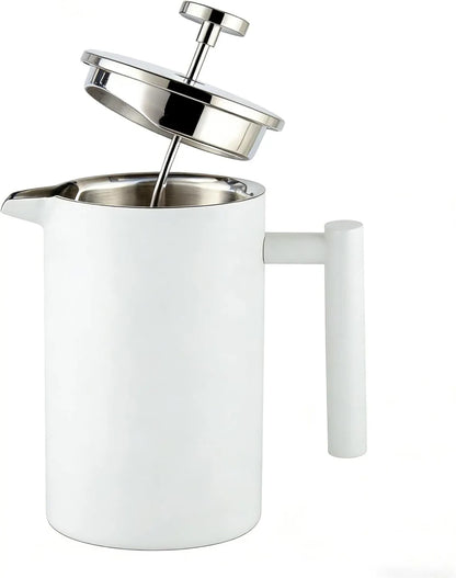 White French Press Coffee Maker Plunger 1000ml - Image 4