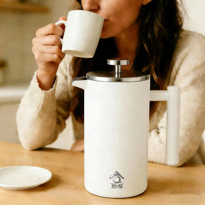 White French Press Coffee Maker Plunger 1000ml - Image 5