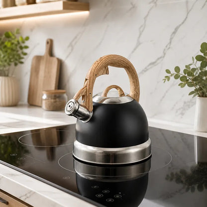 2.9L Whistling Kettle Stainless Steel Foldable Handle Camping Home Office Black - Image 4