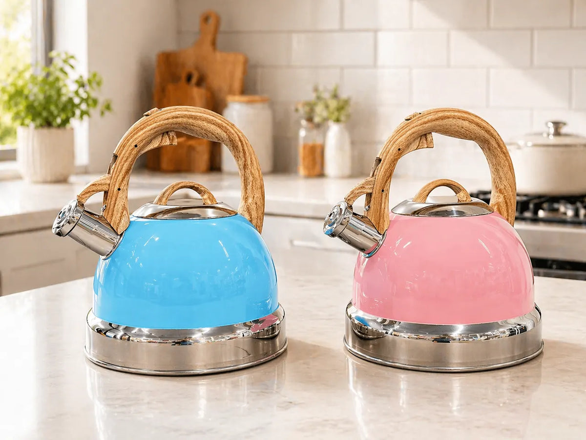 2.9L Whistling Kettle Stainless Steel Foldable Handle Camping Home Office Pink - Image 4