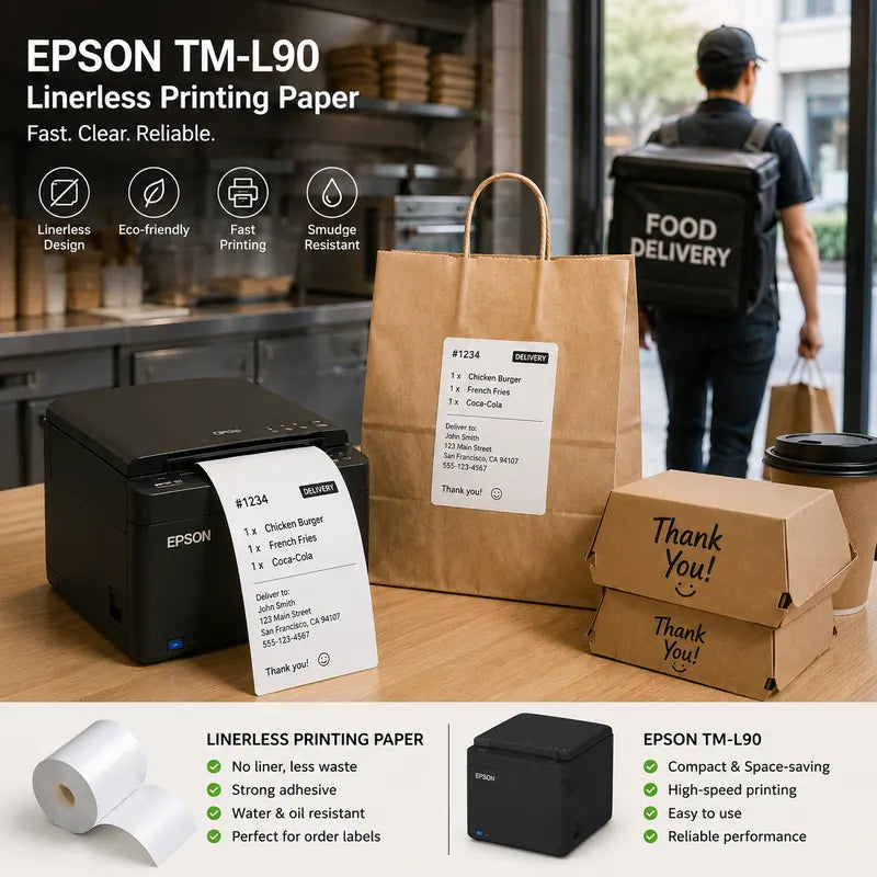 6 Rolls Linerless Printing Label Paper 80 mm × 52 m for Takeaway Shop Restaurant - Image 8
