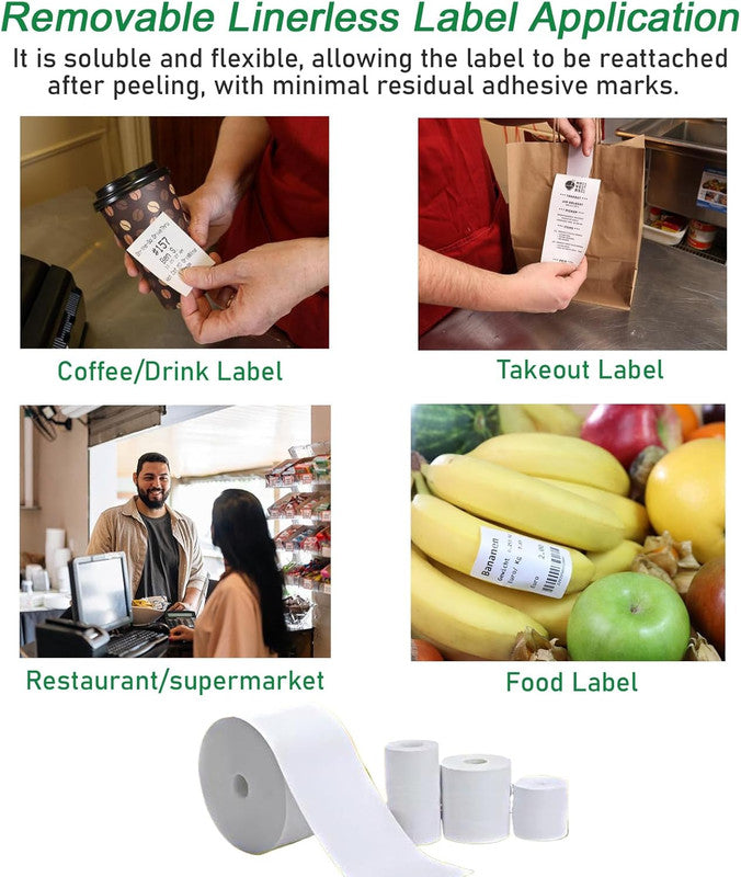 6 Rolls Linerless Printing Label Paper 80 mm × 52 m for Takeaway Shop Restaurant - Image 4