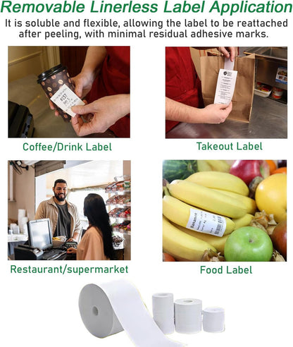 6 Rolls Linerless Printing Label Paper 80 mm × 52 m for Takeaway Shop Restaurant - Image 4
