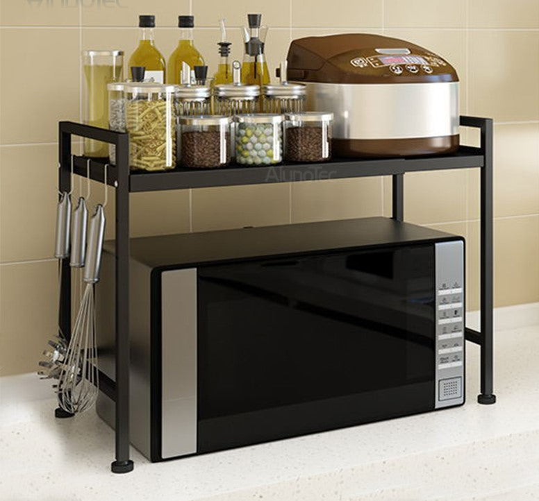 Adjustable Width & Height Microwave Shelf Black - Image 2