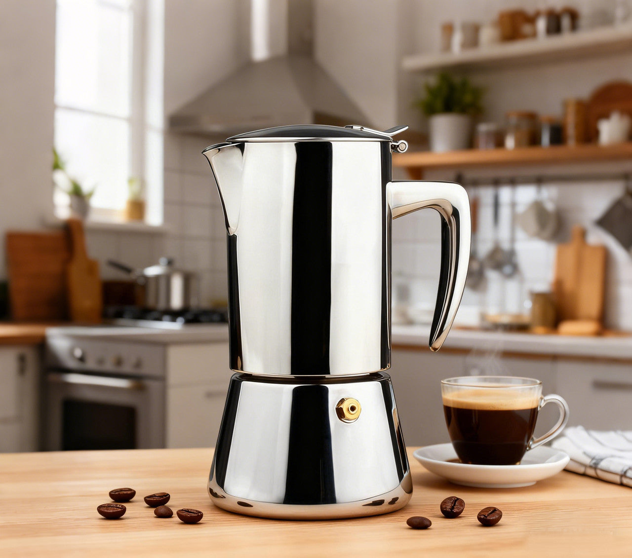 6 Cups Stainless Steel Moka Pot Coffee Maker - Image 5
