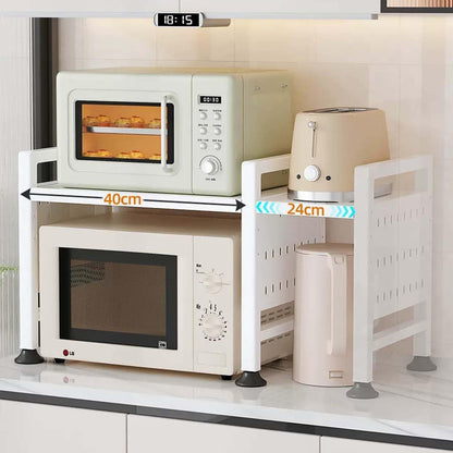 Multifunctional Microwave Shelf Storage Cutlery Tray Spice Holder Kitchen Rack Black - Image 3