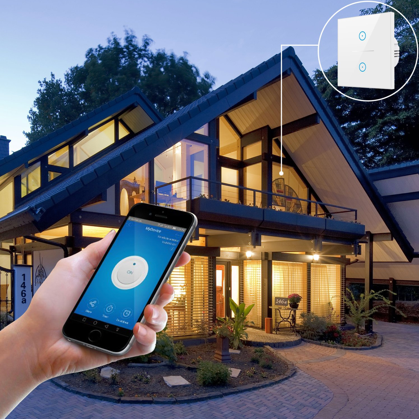 Smart WIFI Switch for Lights LED Touch Panel 2 Gang - Image 2
