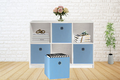 SORTI 33x33x27 CM Blue 6-Pack Foldable Storage Cubes - Fabric Bookcase Organizers for Toys and More - Image 3