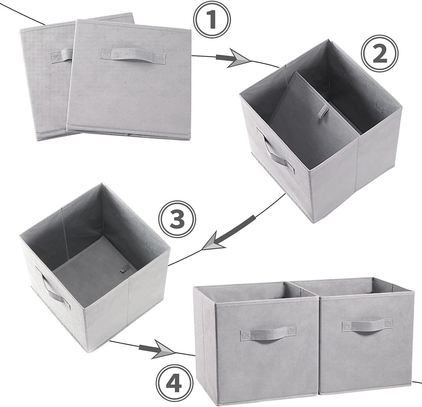 SORTI 33x33x27 CM Blue 6-Pack Foldable Storage Cubes - Fabric Bookcase Organizers for Toys and More - Image 4