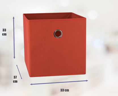 SORTI 33x33x27 CM Red 6-Pack Foldable Storage Cubes - Fabric Bookcase Organizers for Toys and More - Image 2