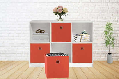SORTI 33x33x27 CM Red 6-Pack Foldable Storage Cubes - Fabric Bookcase Organizers for Toys and More - Image 3
