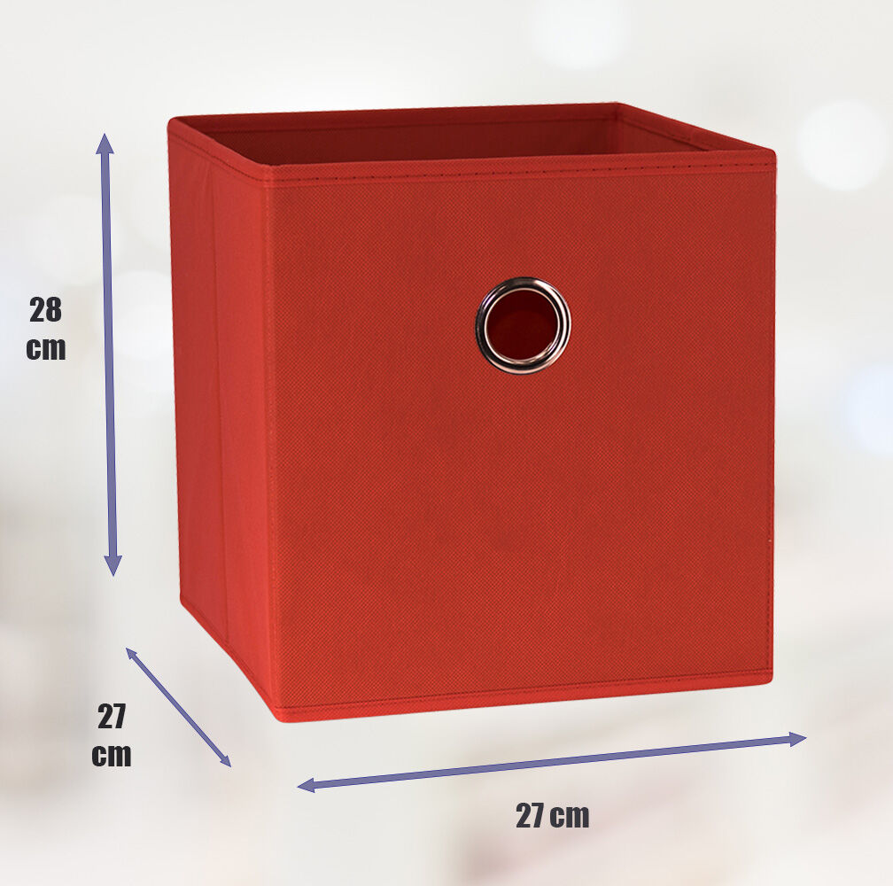 SORTI 27x28x27 CM Red 8-Pack Foldable Storage Cubes - Fabric Bookcase Organizers for Toys and More - Image 2