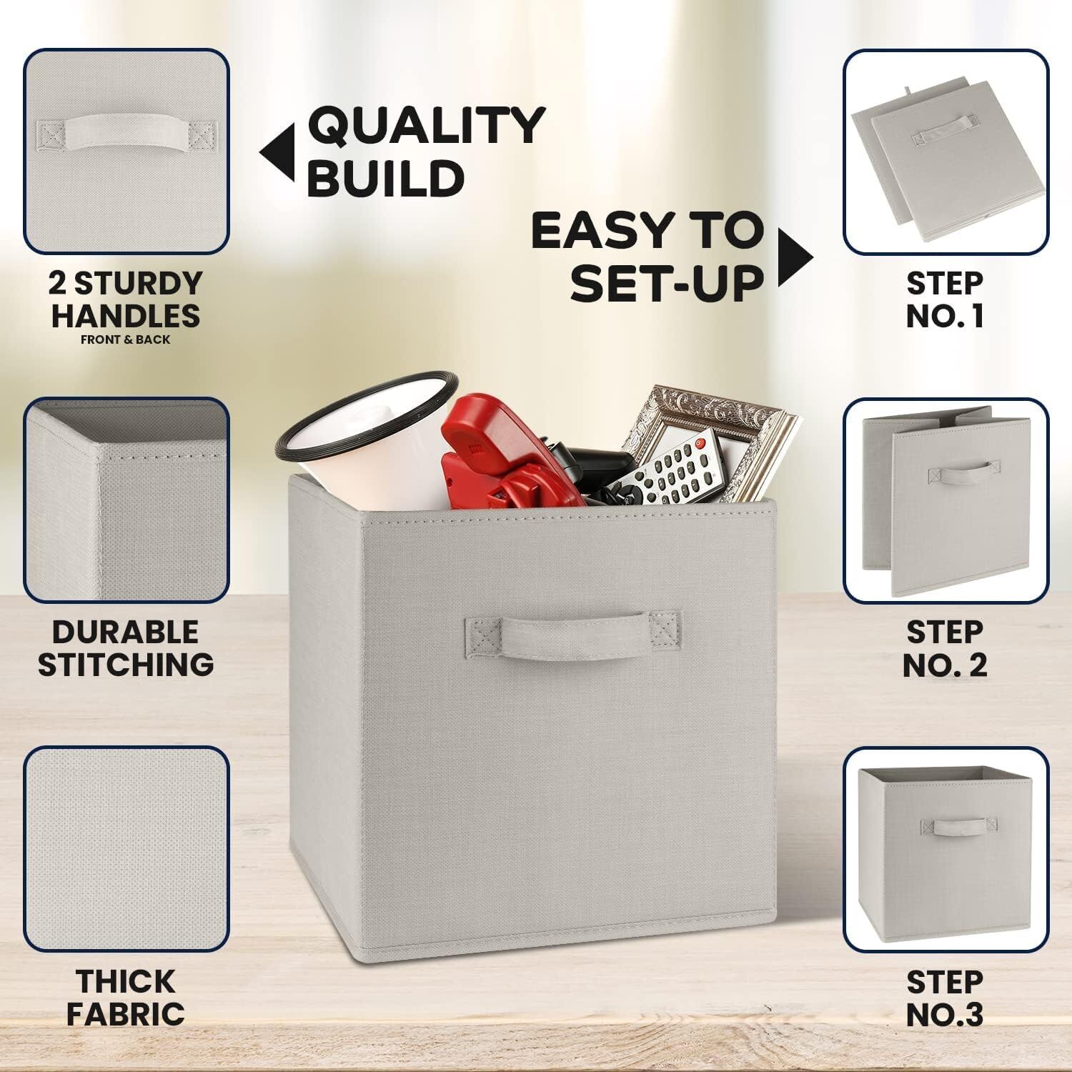 SORTI 27x28x27 CM Red 8-Pack Foldable Storage Cubes - Fabric Bookcase Organizers for Toys and More - Image 4