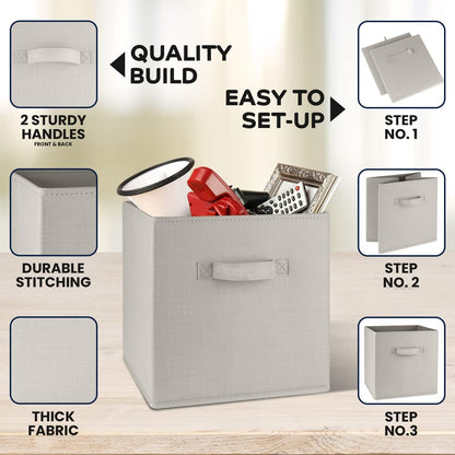 SORTI 27x28x27 CM Red 8-Pack Foldable Storage Cubes - Fabric Bookcase Organizers for Toys and More - Image 4