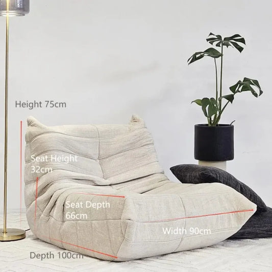 Vacuum-Packed, Comfy Mid Century Togo Lounge Sofa Modern Backrest White Corduroy Armless Retro Decorative Cozy Seat for Indoor - Image 2