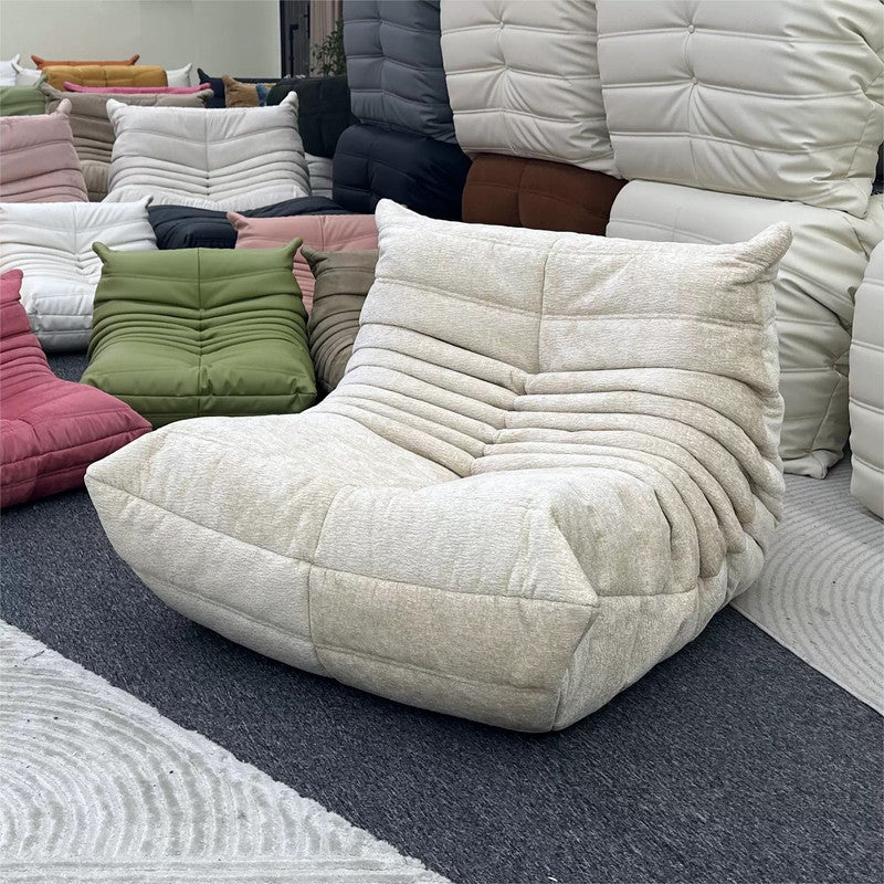 Vacuum-Packed, Comfy Mid Century Togo Lounge Sofa Modern Backrest White Corduroy Armless Retro Decorative Cozy Seat for Indoor - Image 5