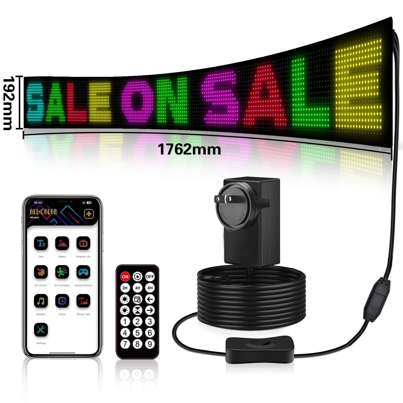 Programmable LED Matrix Panel Flexible Screen IP65 with APP Control 192*1762mm - Image 2