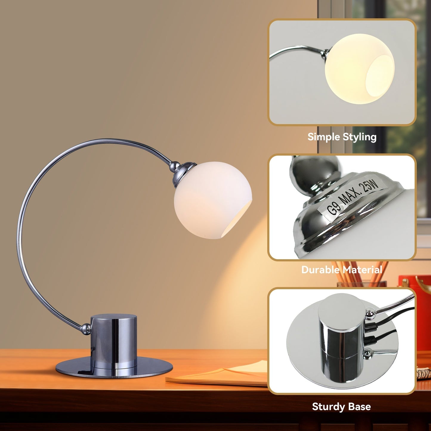 Penelope Touch Table Lamp - Chrome - Image 5