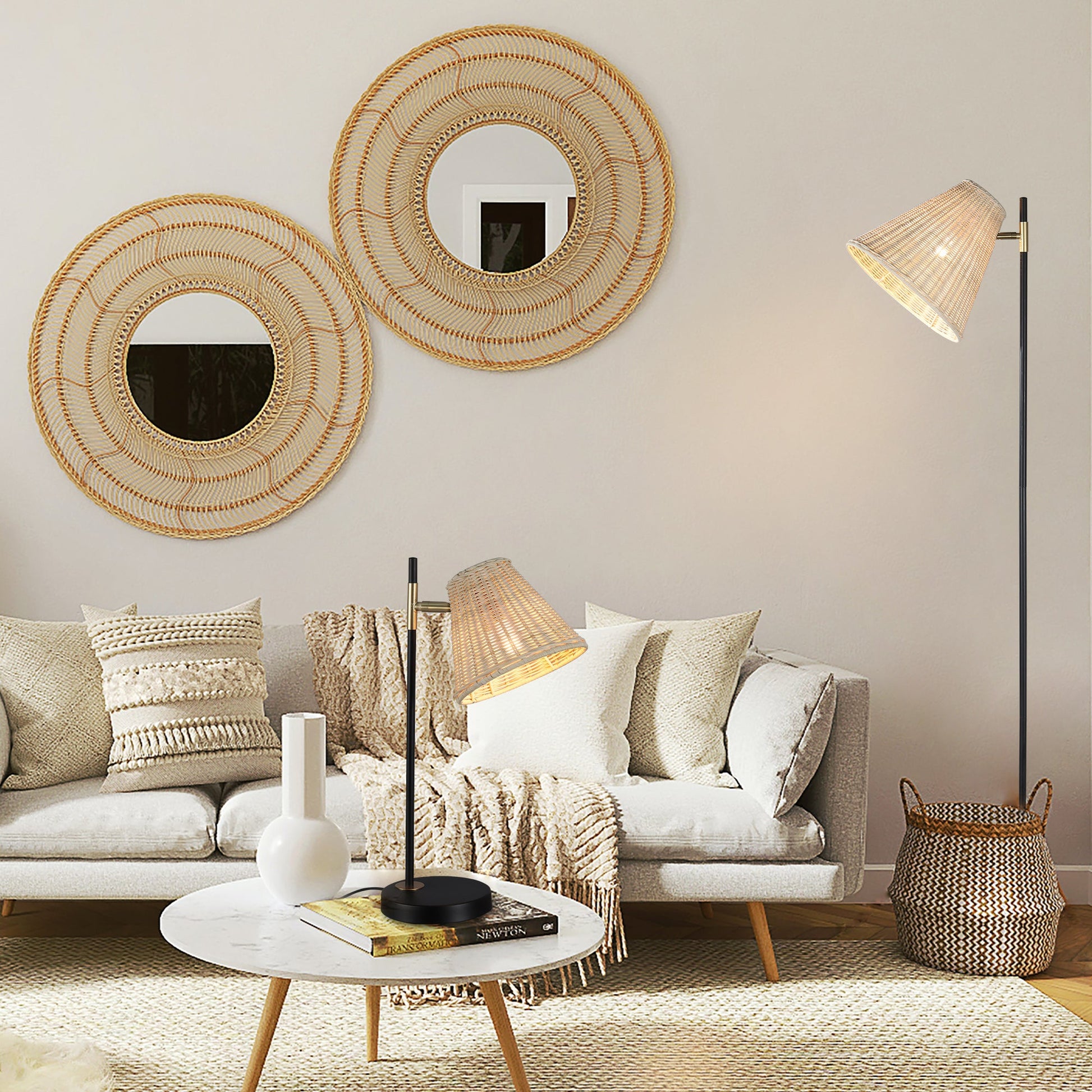Yvette Rattan Floor Lamp - Image 2