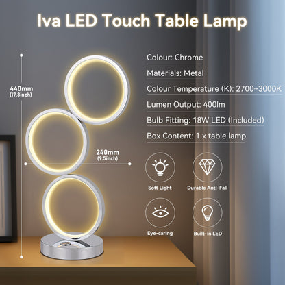 Iva LED Touch Table Lamp - Rose Gold/Chrome - Image 5