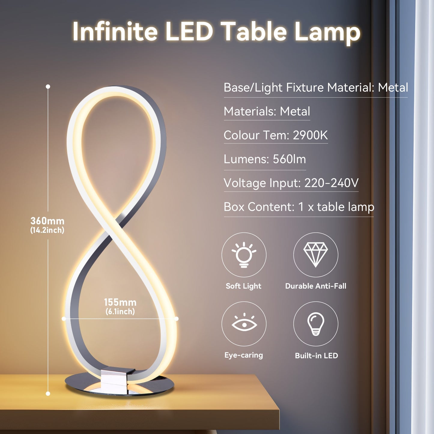 Infinite LED Table Lamp - Chrome - Image 3